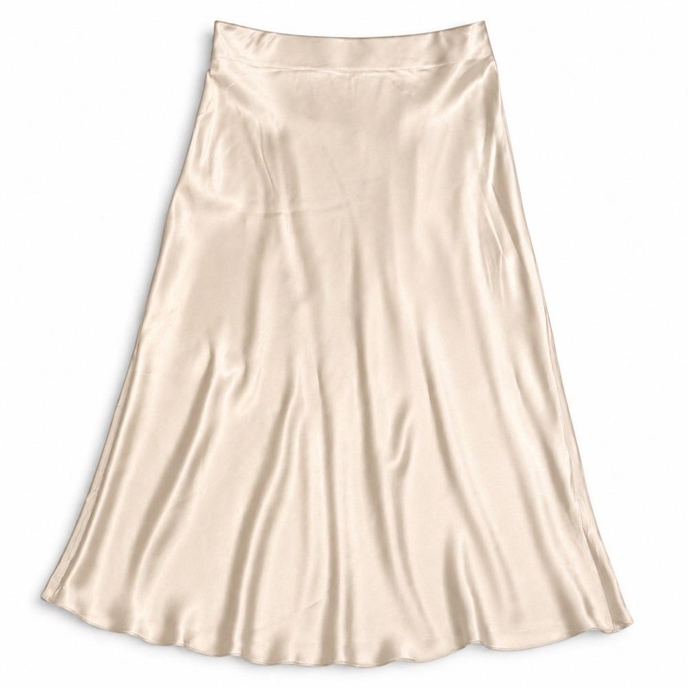 NWT Quince 100% Silk Midi Slip Skirt Champagne Size M